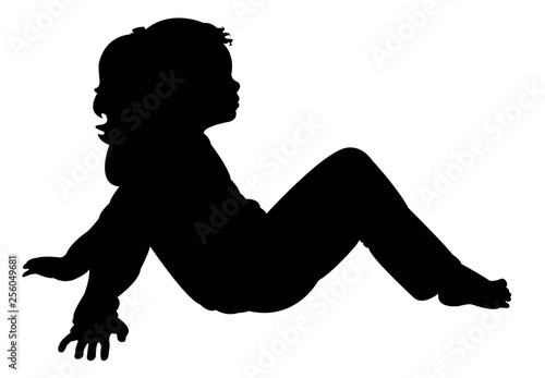  a girl sitting body silhouette vector