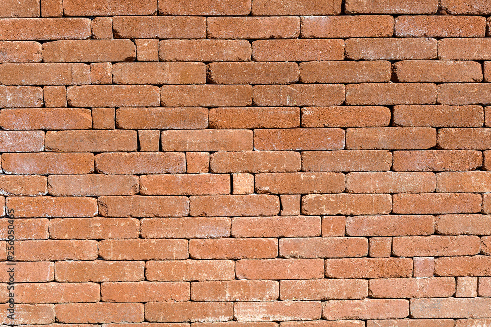 Fototapeta premium Background of old red brown bricks in horizontal display