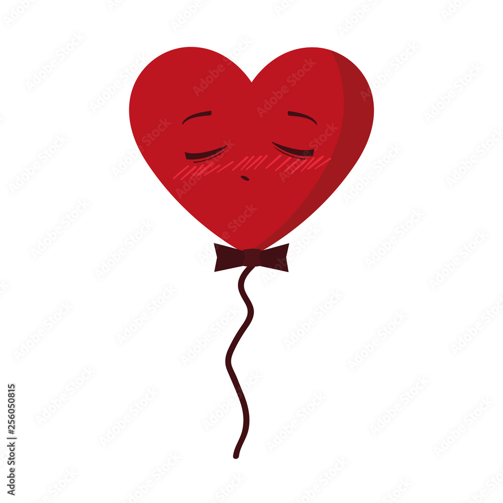 balloon helium with heart male kawaii character shape