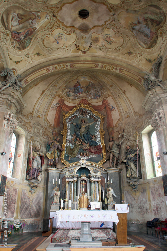 Main altar in the parish church of Assumption in Marija na Muri, Croatia