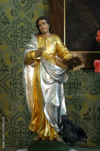 Saint John the Evangelist, statue on the Sacred Heart of Jesus altar in the Parish Church of the Holy Cross in Zacretje, Croatia