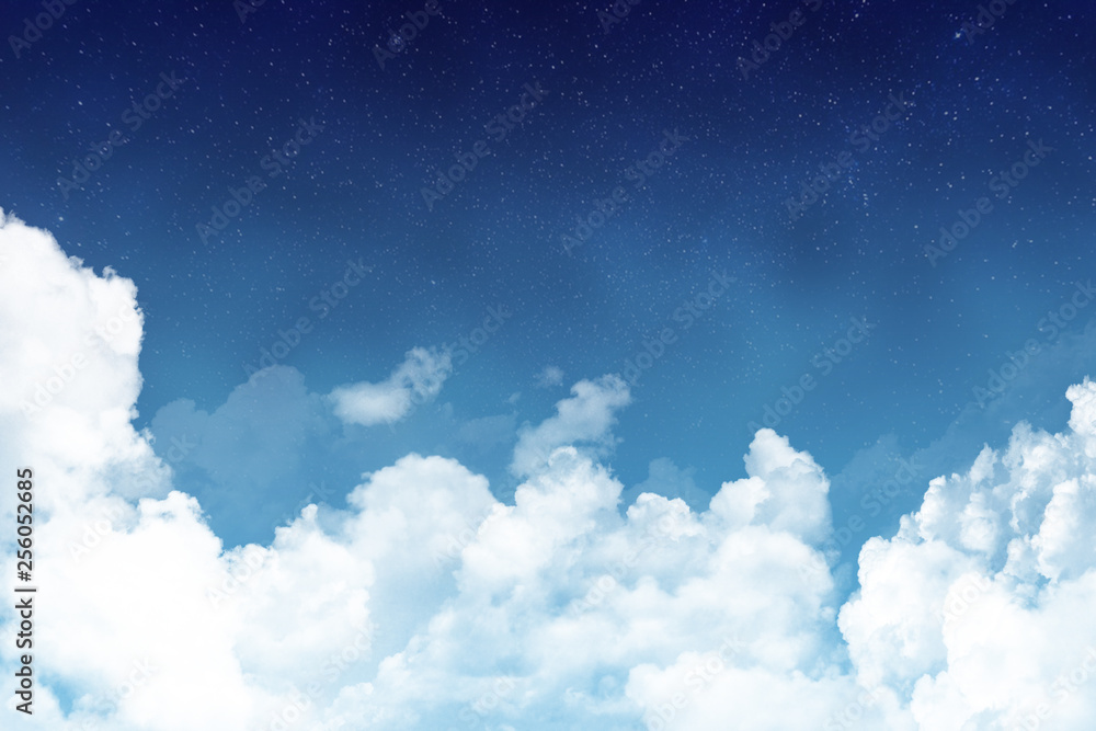 Panoramic view of dark cloudy skyscape at night with new month. Wallpaper or backdrop with copyspace. Panoramic view of dark cloudy skyscape at night with new month. Wallpaper or backdrop with copyspace.