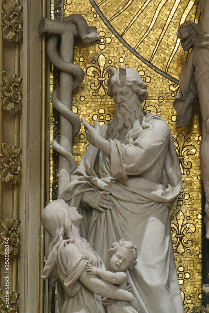 Moses lifts up the brass serpent, altar of the Holy Cross in Zagreb cathedral 
