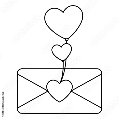 envelope letter love with hearts balloons helium