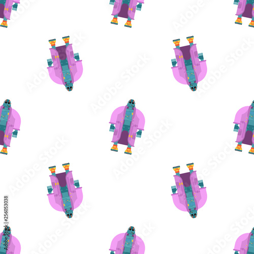 Robot in Coat pattern seamless. Cyborg topcoat background. Fashion robot Vector illustration