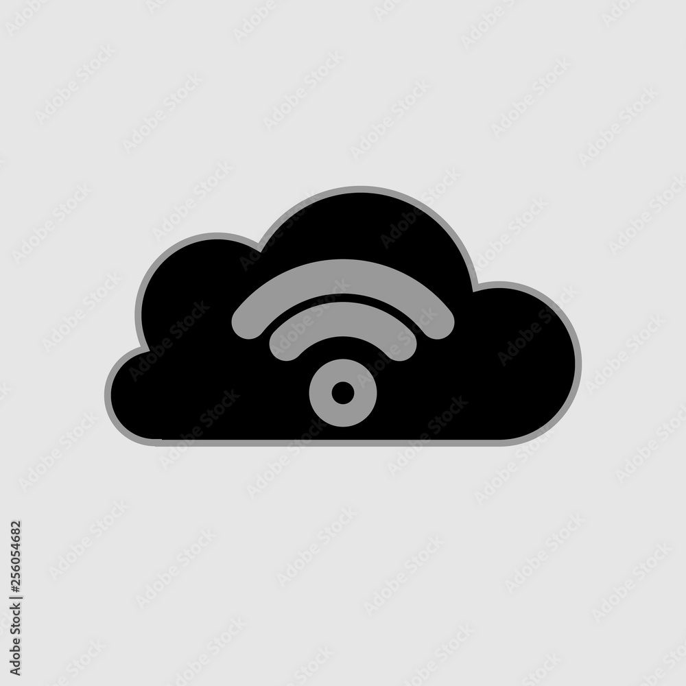 Grey wirless cloud flat vector icon Grey wirless cloud flat vector icon