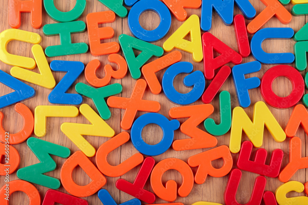 Set of coloured plastic letters and numbers Set of coloured plastic letters and numbers