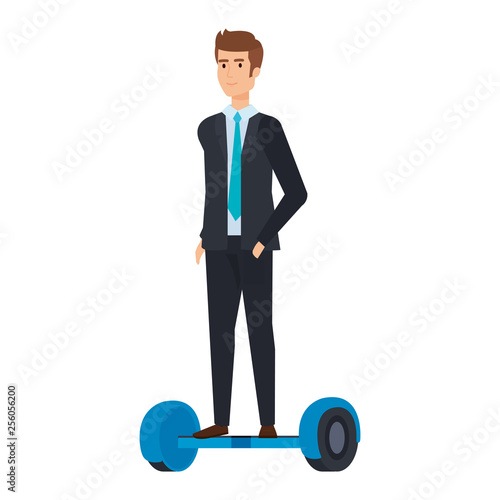 businessman in hoverboard electric