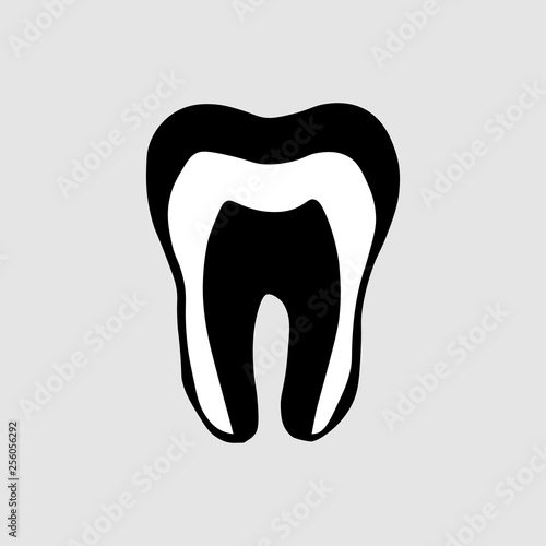 depicting a tooth icon . Medical illustration of tooth root inflammation, tooth root cyst, pulpitis.