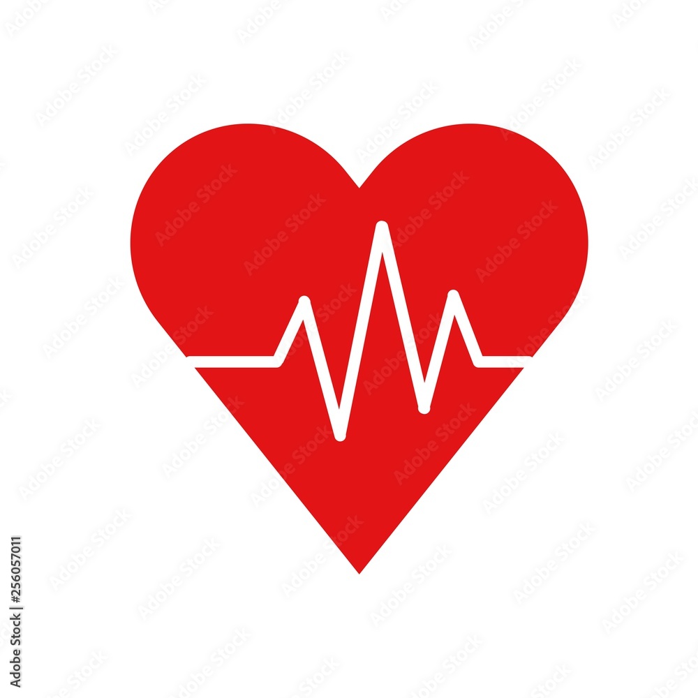 Flat icon red heart pulse trace, medical service, life insurance, vector illustration. Flat icon red heart pulse trace, medical service, life insurance, vector illustration.