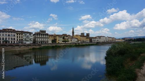 Sky is reflecting in the Arno river in Florence, tuscany, Itali