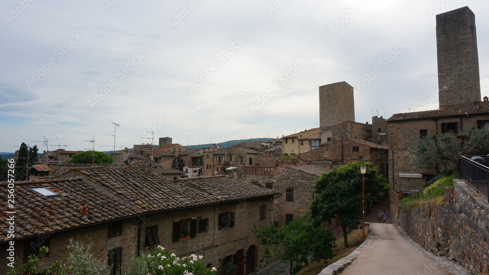 Picturesque View of Towers in San Gimignano at sunset, Tuscany, Italy Picturesque View of Towers in San Gimignano at sunset, Tuscany, Italy