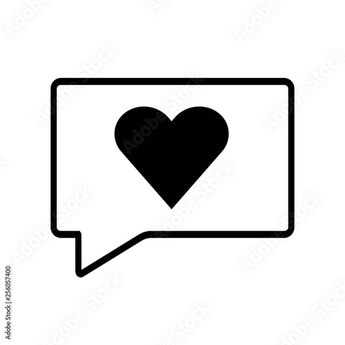 Message box with heart notification flat icon. Vector illustration.