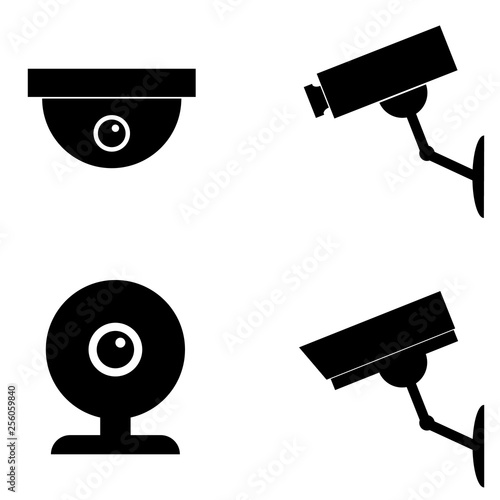 Hidden camera set icon, logo isolated on white background