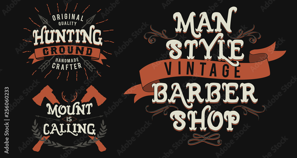 Man style. Barbershop. Vintage handmade font. Retro style. Classcic logo. Vector illustration.