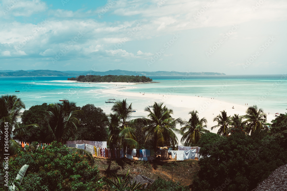 Fototapeta premium the beautiful Nosy Iranja island, tropical beach on a famous touristic island landmark, Madagascar.