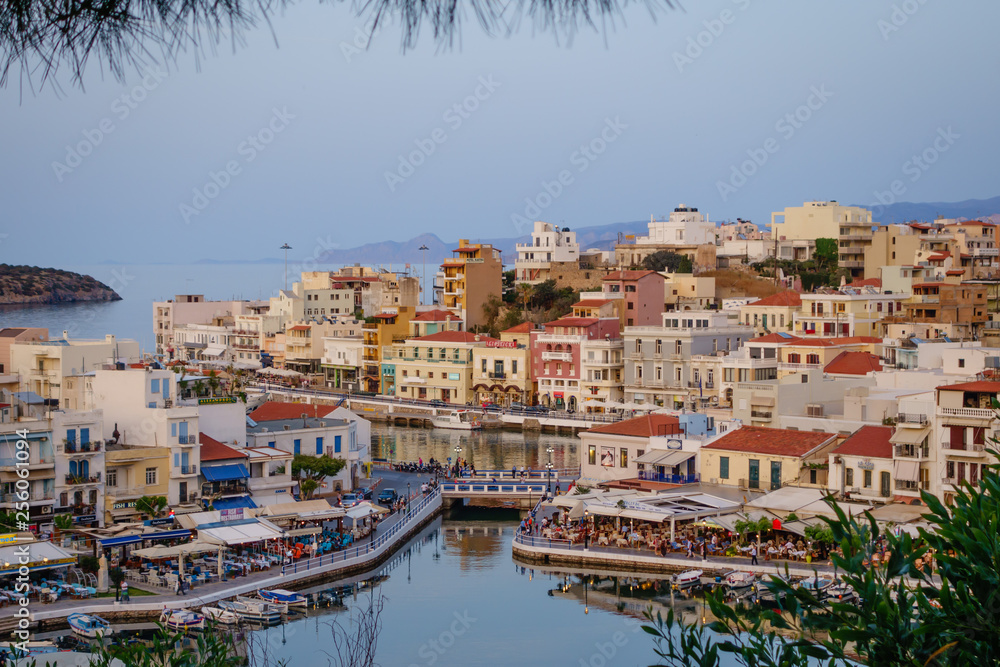 Evening view to the Agios Nikolaos harbour from the top
