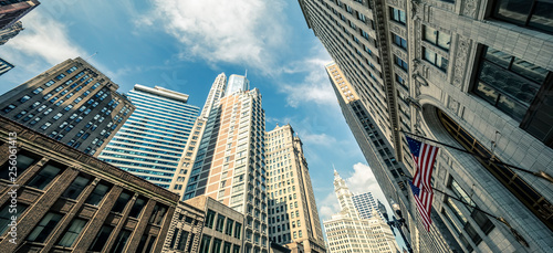 View of Chicago skyscrapers with sky