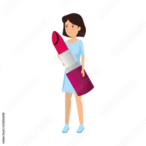 woman lifting lipstick makeup