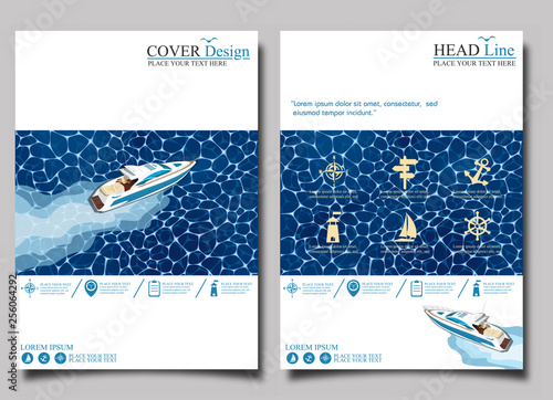 Top view speed boat on water poster