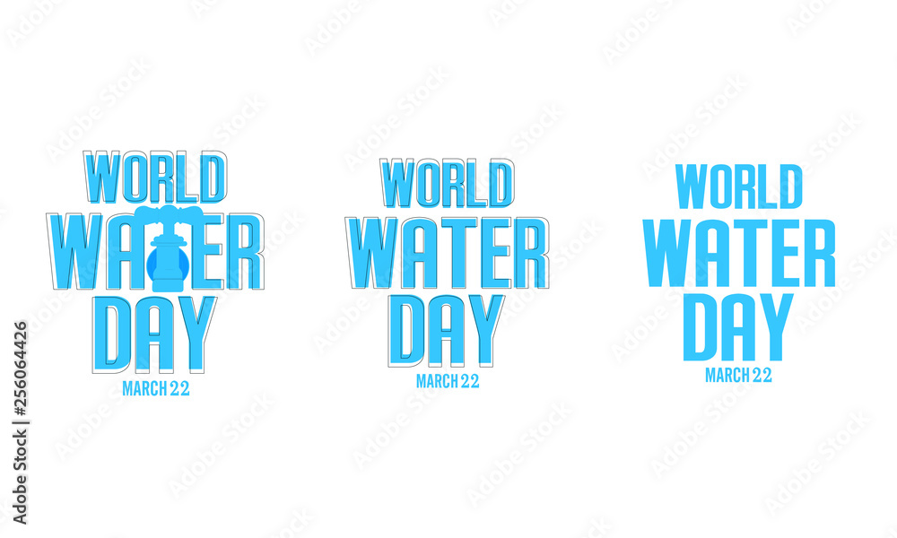 Blue World Water Day Typographical Design Elements.World Water Day Text icon.Minimalistic design for World Water Day concept.Vector illustration - Vector Blue World Water Day Typographical Design Elements.World Water Day Text icon.Minimalistic design for World Water Day concept.Vector illustration - Vector