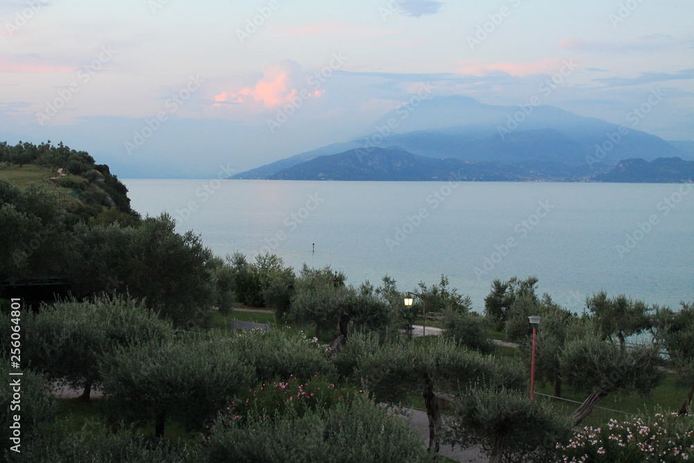 Cloudy evening on lake Garda Sirmione Italy