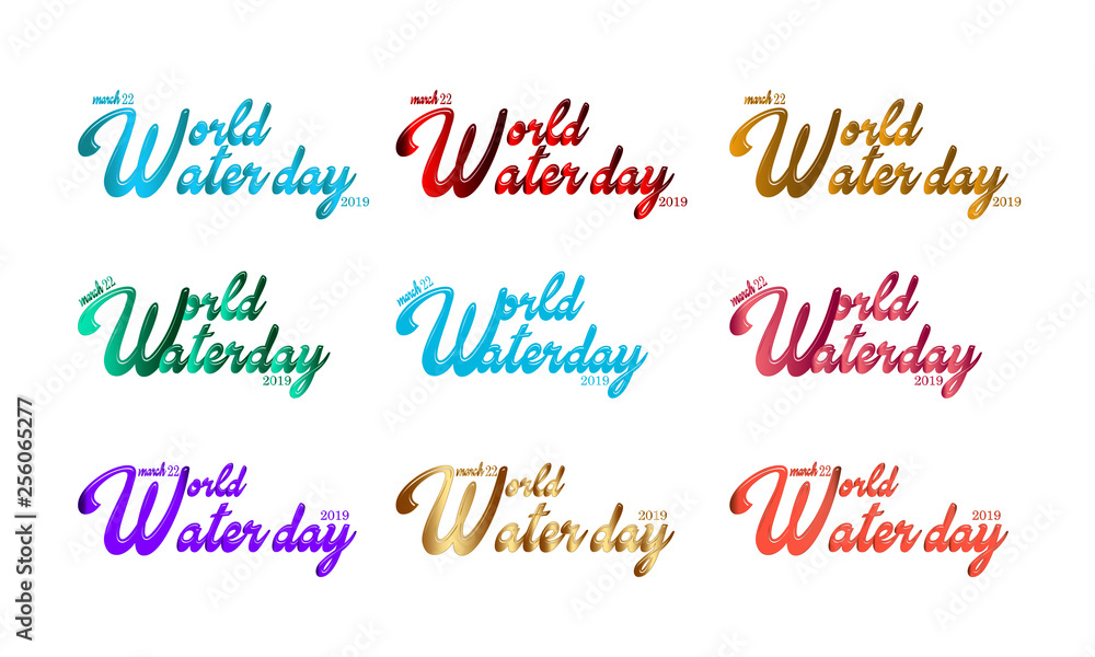 Set of illustrations with world water day text on a white background - Vector Set of illustrations with world water day text on a white background - Vector