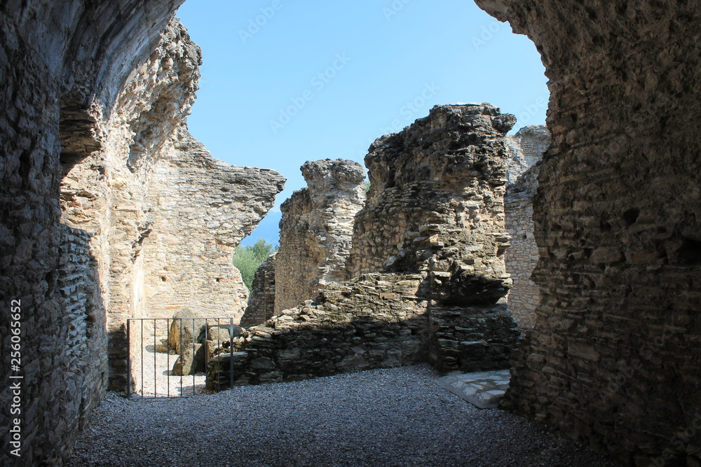 Ruins of the Grotto of Catullus in Sirmione at the lake Garda Italy