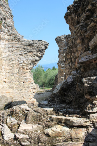 Ruins of the Grotto of Catullus in Sirmione at the lake Garda Italy