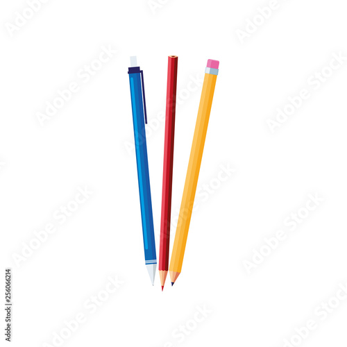colors pencils and pen supplies