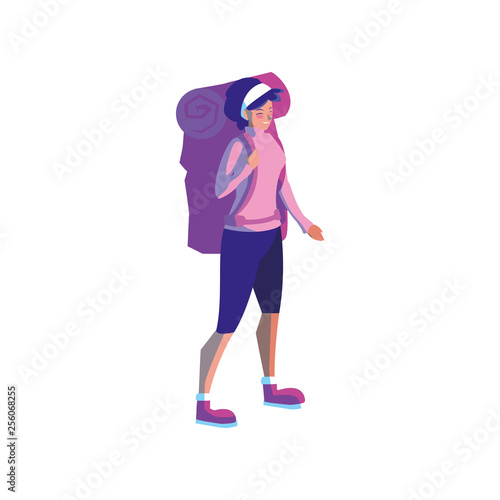 adventurous woman with travelbag