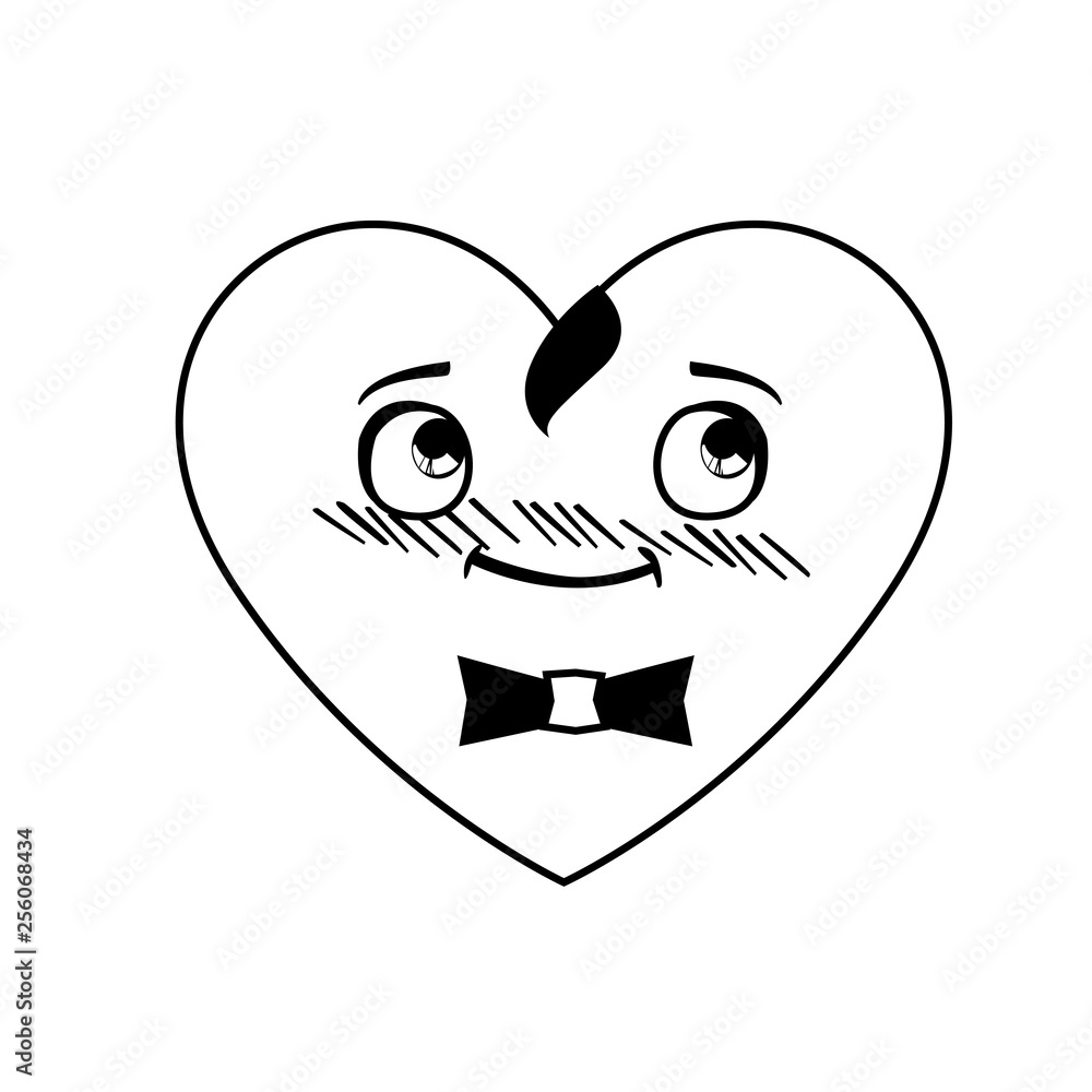 heart male kawaii character