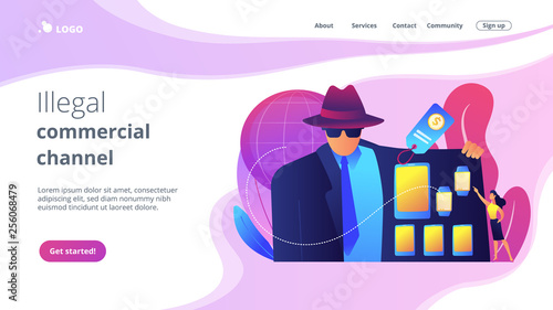 Gray market concept landing page.
