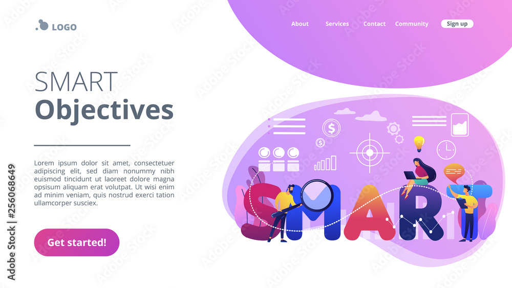 SMART Objectives concept landing page.