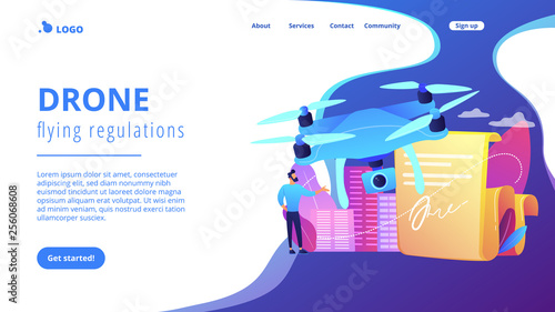 Drone flying regulations concept landing page.