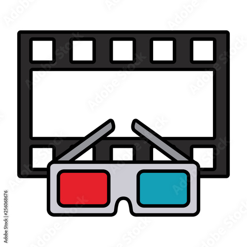 cinema glasses and movie tape isolated icon