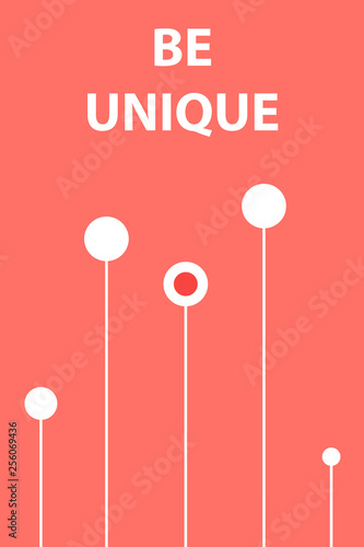 Several plants in the form of circles symbolize the flower on the background of living coral. One of the flowers is red, the rest are white different colors. From above inscription be unique.Concept.