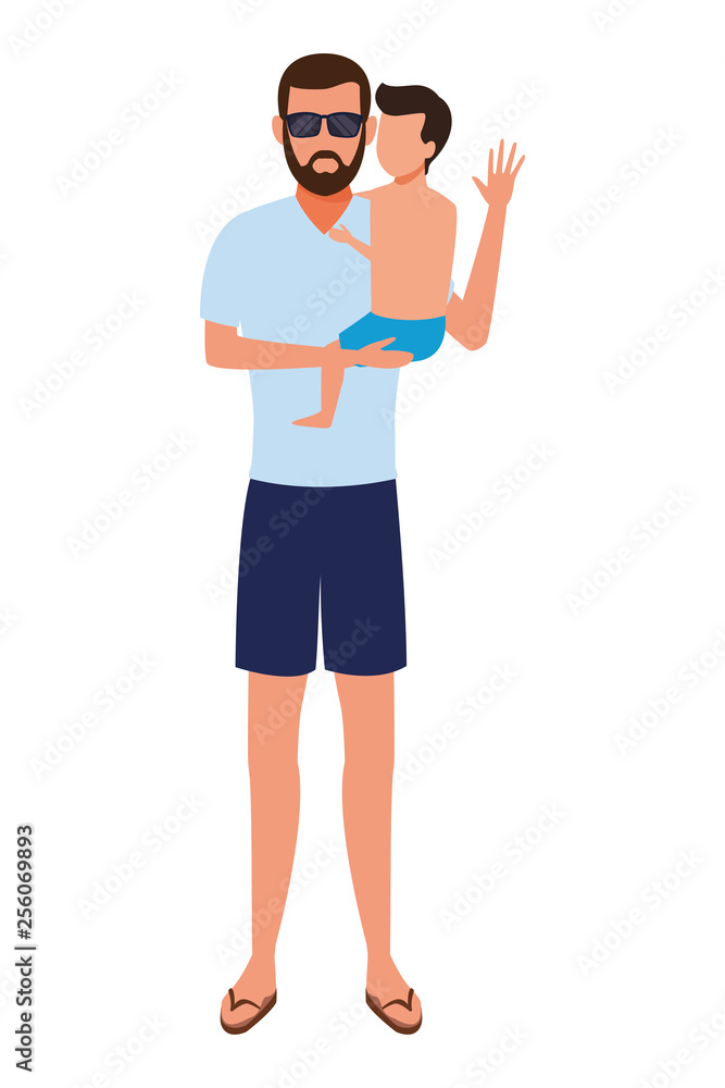 man carrying child