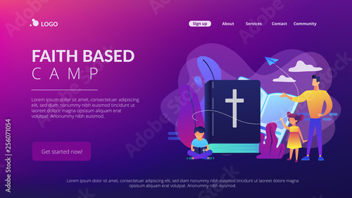 Religious summer camp concept landing page.