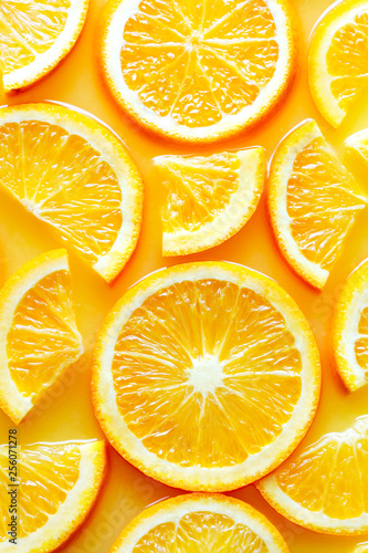 orange slices in juice background