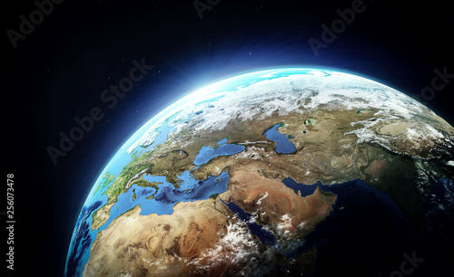 Fototapeta Naklejka Na Ścianę i Meble -  Planet Earth in the space wallpaper. Continents and ocean view.Elements of this image furnished by NASA