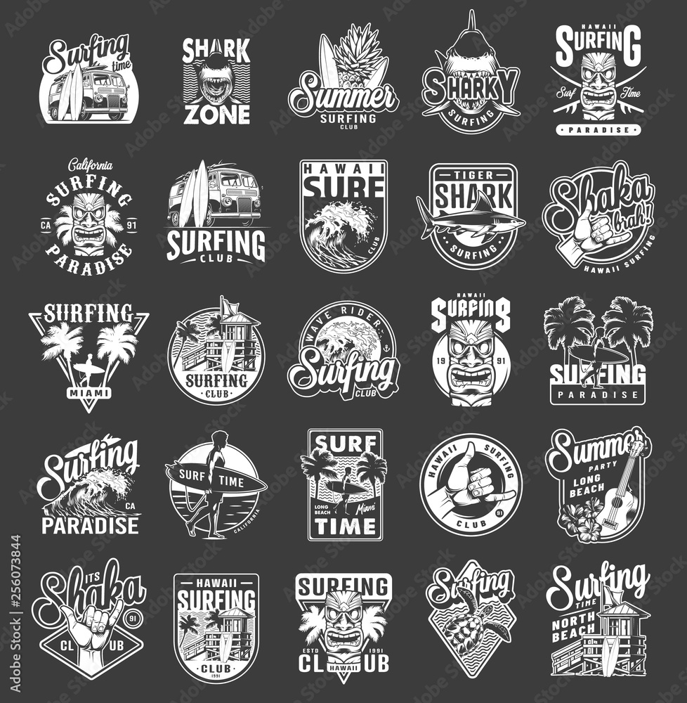 Fototapeta premium Vintage summer surfing emblems