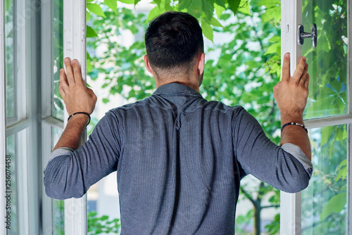 fun man in open window
