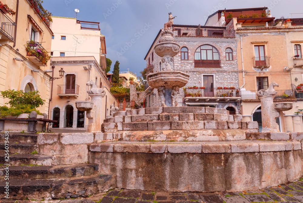 Taormina. Sicily. City fountain.