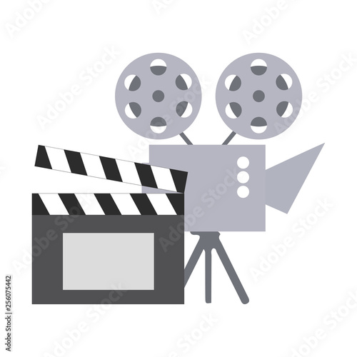 cinema projector and clapperboard isolated icon