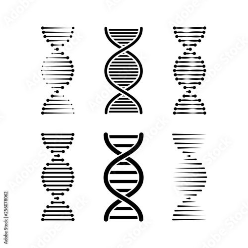 DNA or chromosome abstract strand symbol set. Vector illustration.