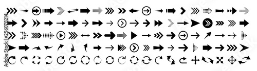 Arrows set of 100 black icons. Arrow icon. Arrow vector collection. Arrow. Cursor. Modern simple arrows. Vector illustration.