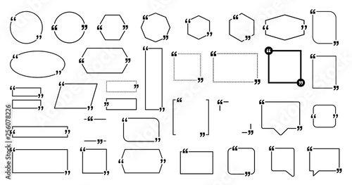 Set of Block Quote. Quote frames and Quote marks collection. Information. Blank template quote and comment text frame template. Vector illustration.