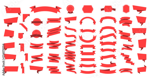 Wallpaper Mural Flat vector ribbons banners flat isolated on white background, Illustration Set of ribbons. Ribbon vector. Torontodigital.ca