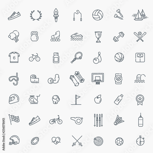 Outline web icon set - sport and fitness